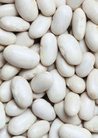 close up of dry white soy beans